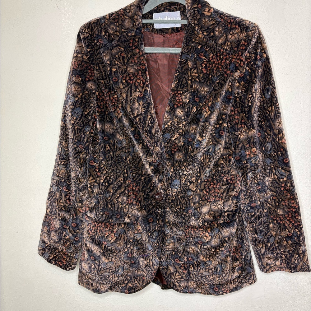 Vintage Intuitions by Kathy Manning Velvet Floral Blazer Size Small